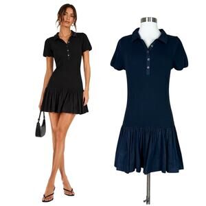 Free People | Free-est Classic Charm Black Drop Waist Ruffle Mini Dress Small